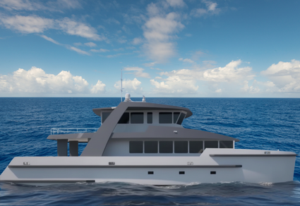 KHA Marine patrol vessel running past Gulf shoreline